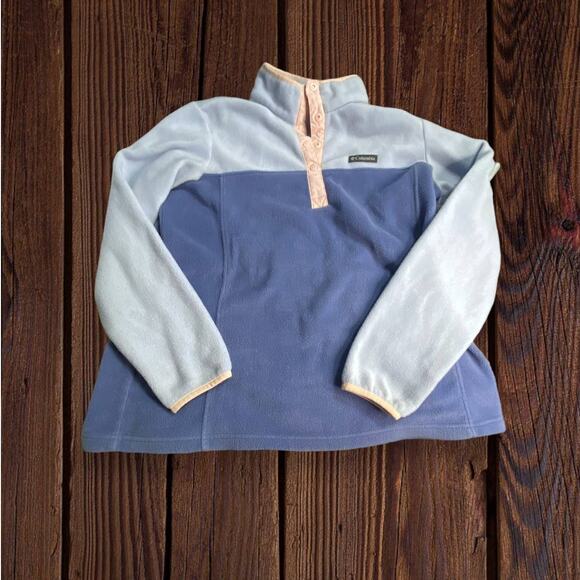Columbia Pastel Purple Blue Pink Teddy Quarter Button Pullover Mock Neck Size XL - Picture 1 of 11